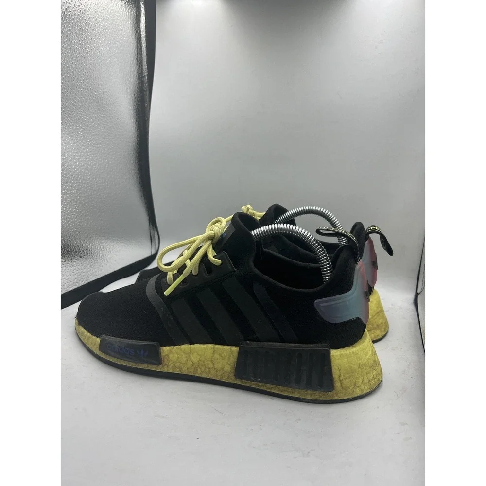 Adidas NMD R1 Running Shoes Size 7Y‎ W 8.5 Black Pulse Yellow GW6018